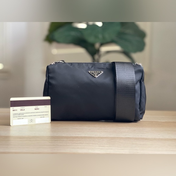 Prada Handbags - Authentic Prada Black Nylon Pochette crossbody bagl